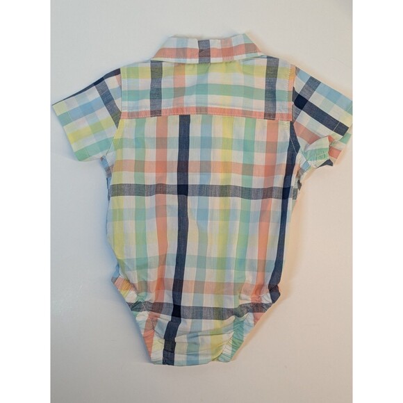 0-3M Wrangler Blue/Pink/Teal/White Plaid w/snaps - Picture 2 of 5